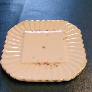 Vintage Tea Trivet CS Woolworth Floral Square Scalloped Plate Cottagecore